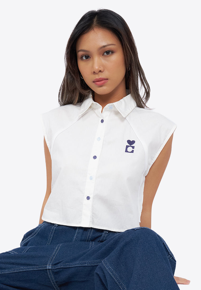Sleeveless Button Up Shirt
