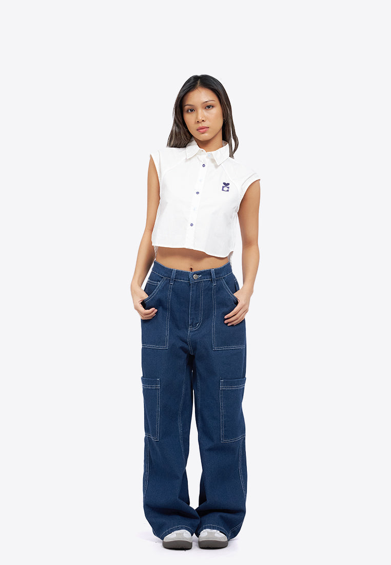 Sleeveless Button Up Shirt