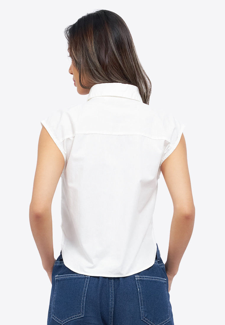 Sleeveless Button Up Shirt