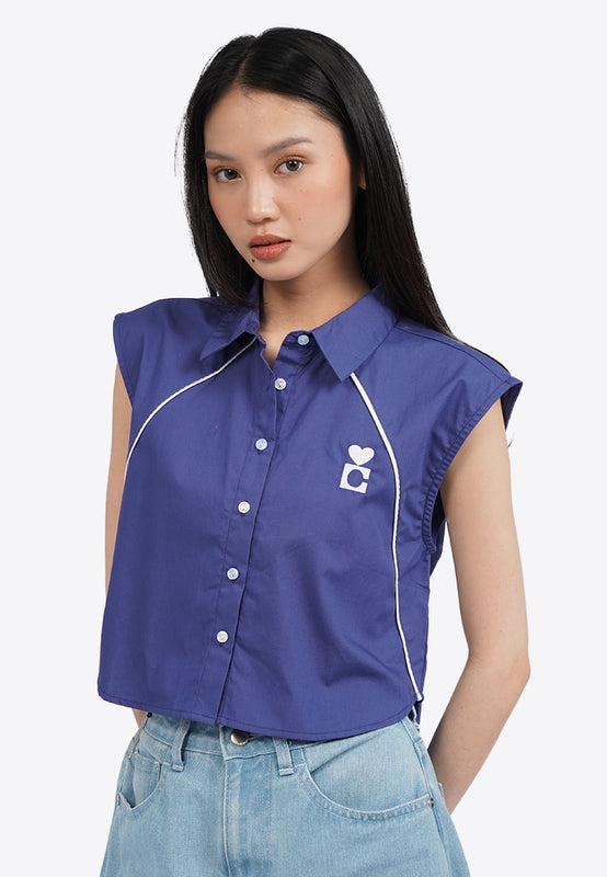 Button up Sleeveless Blouse