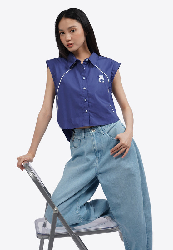 Button up Sleeveless Blouse