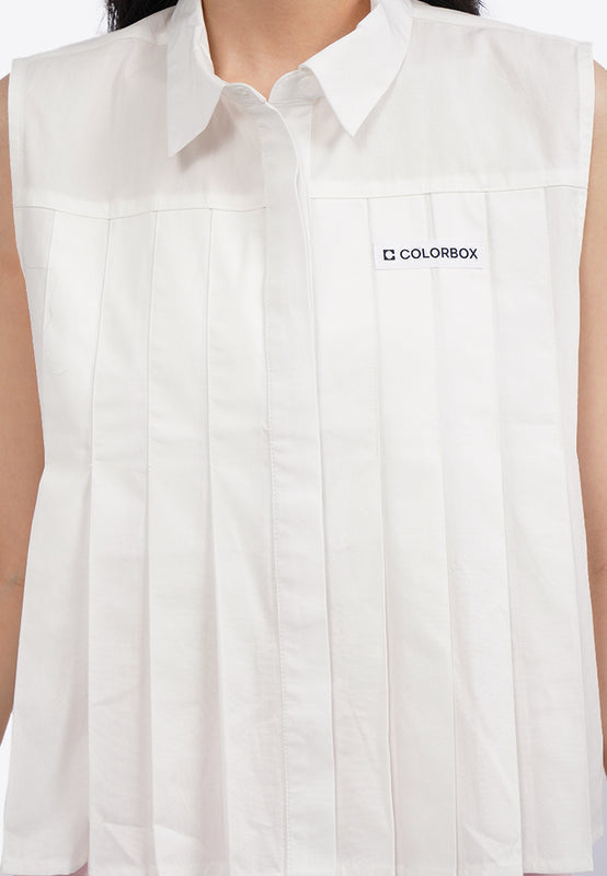 Pleated Sleeveless Blouse