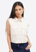 Sleeveless Stripes Blouse with Pocket