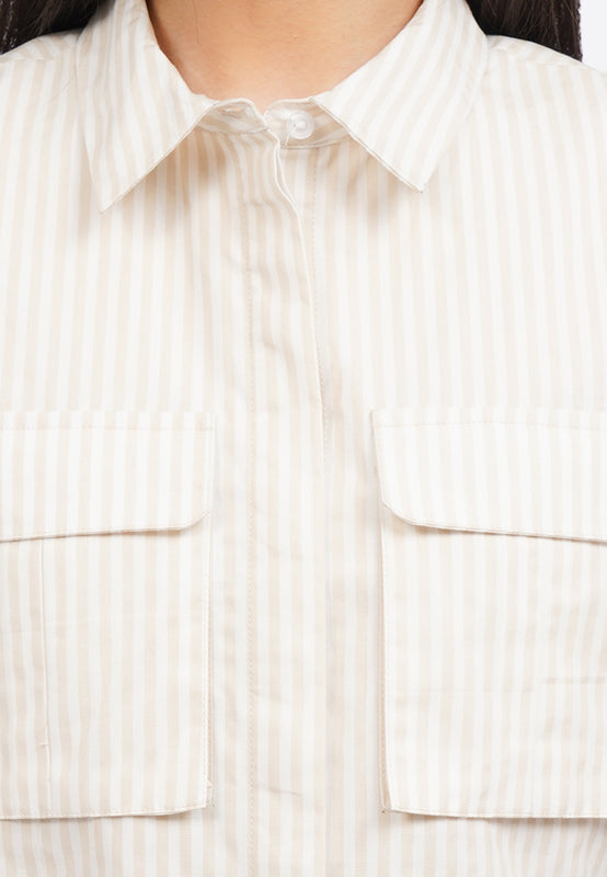Sleeveless Stripes Blouse with Pocket