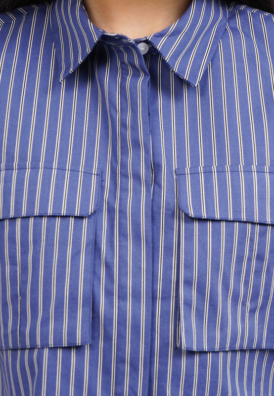 Sleeveless Stripes Blouse with Pocket