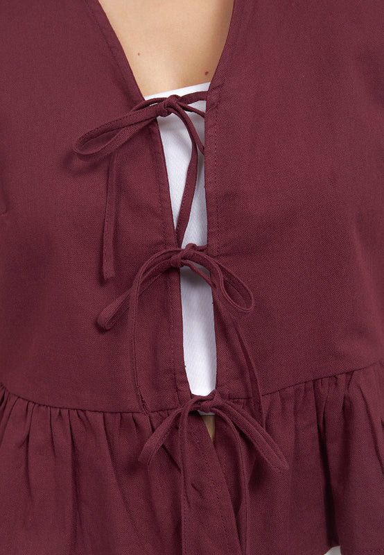 Ruffles Sleeveless Top with Tie
