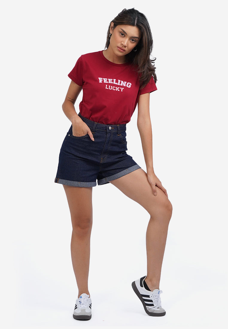 Roll Up Denim Short Pants Dark Blue