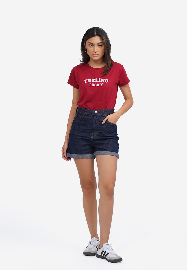 Roll Up Denim Short Pants Dark Blue