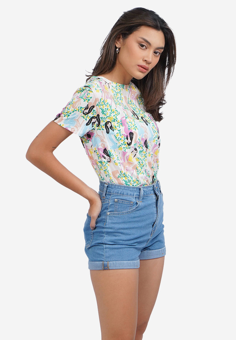 Roll Up Denim Short Pants L.Blue