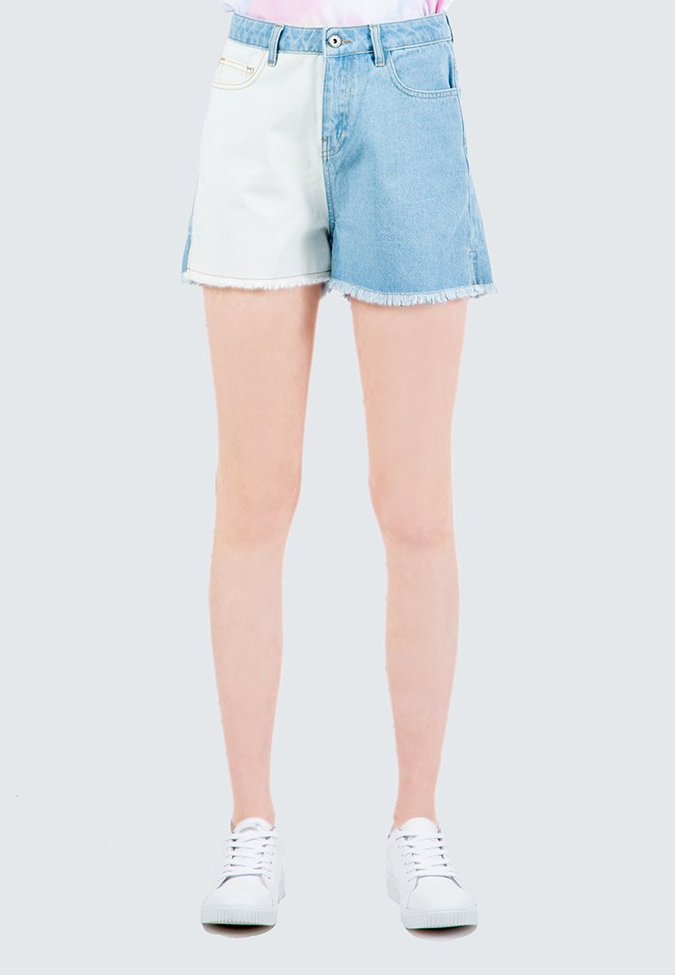 Two Color Denim Short Pants