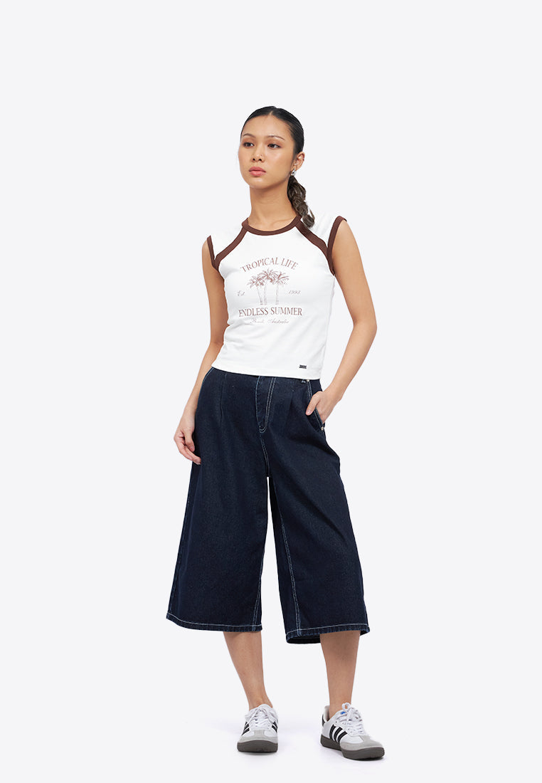 Jorts with Contrast Stitch Details