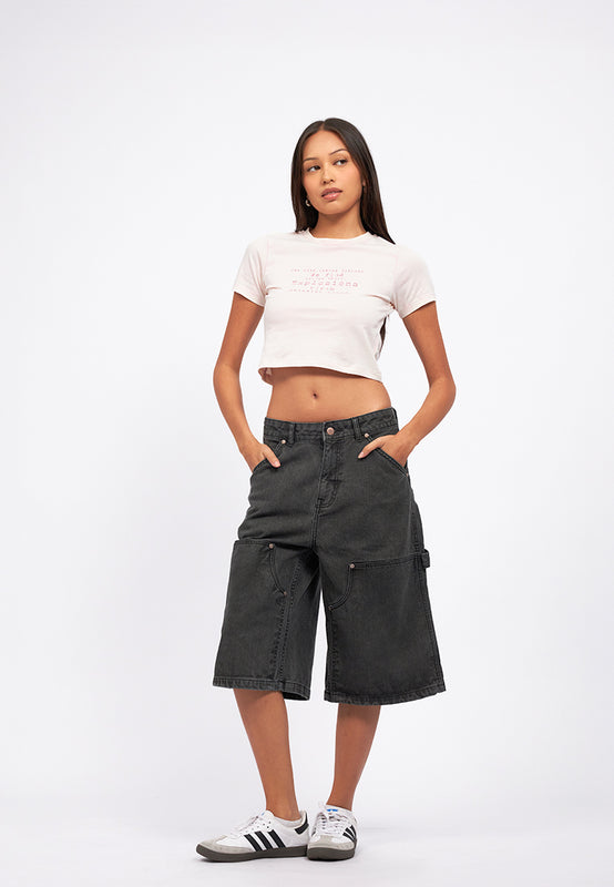Denim Jorts with Button Details