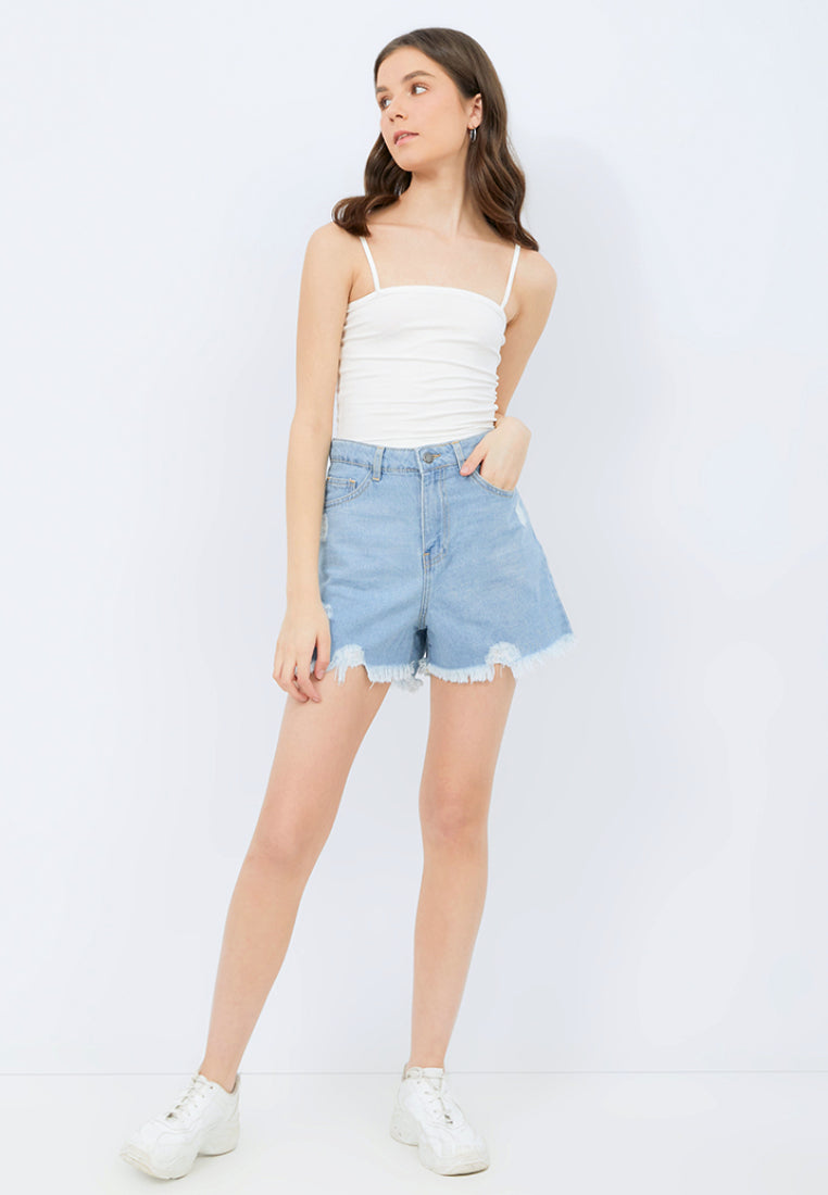 Ripped Denim Shorts