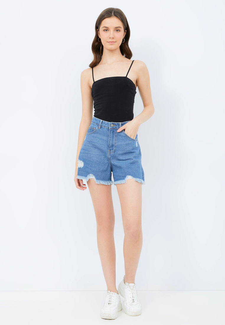 Ripped Denim Shorts