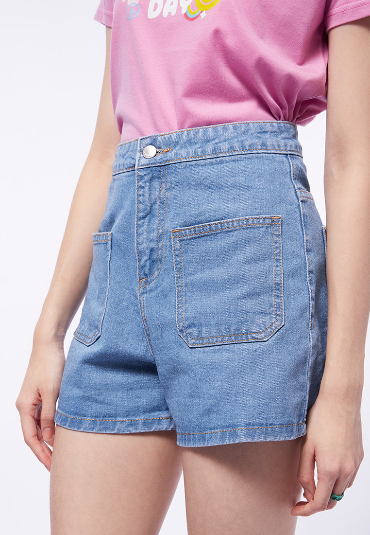 Front Pocket Denim Shorts