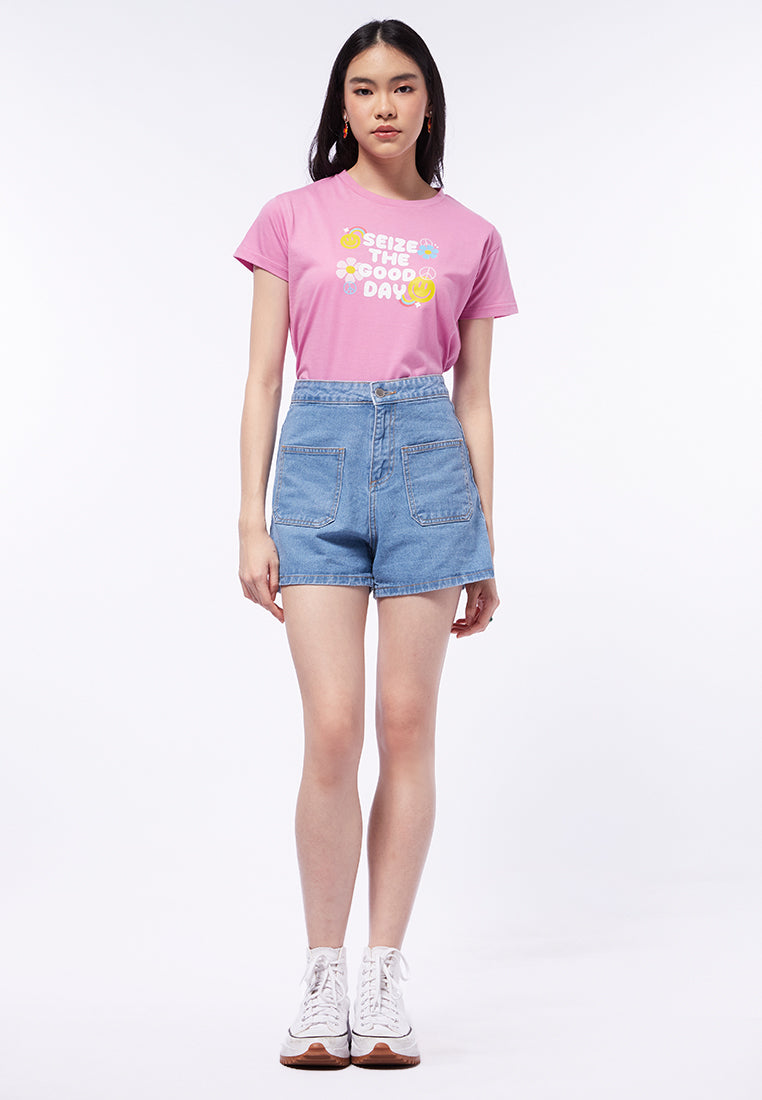 Front Pocket Denim Shorts