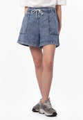 Drawstring Chambray Shorts Med Blue