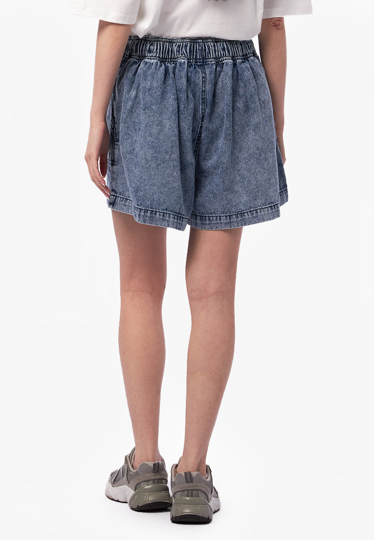 Drawstring Chambray Shorts Med Blue