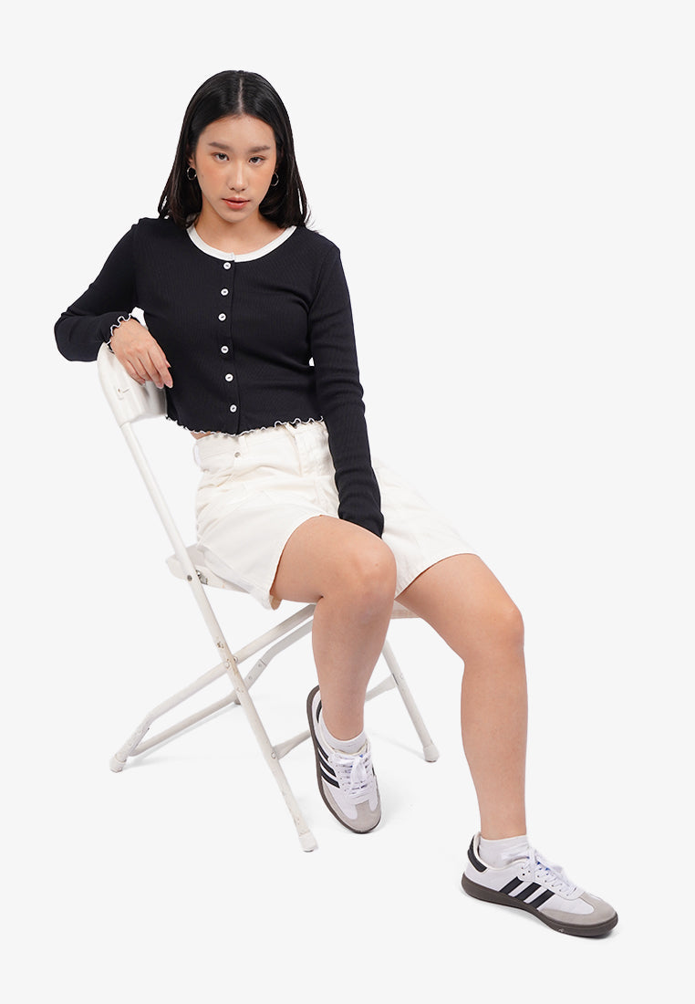 Basic Short Denim Pants Off White
