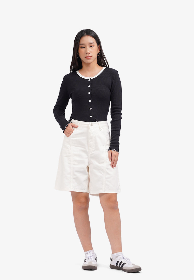 Basic Short Denim Pants Off White