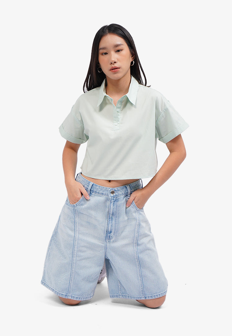 Basic Short Denim Pants L.Blue