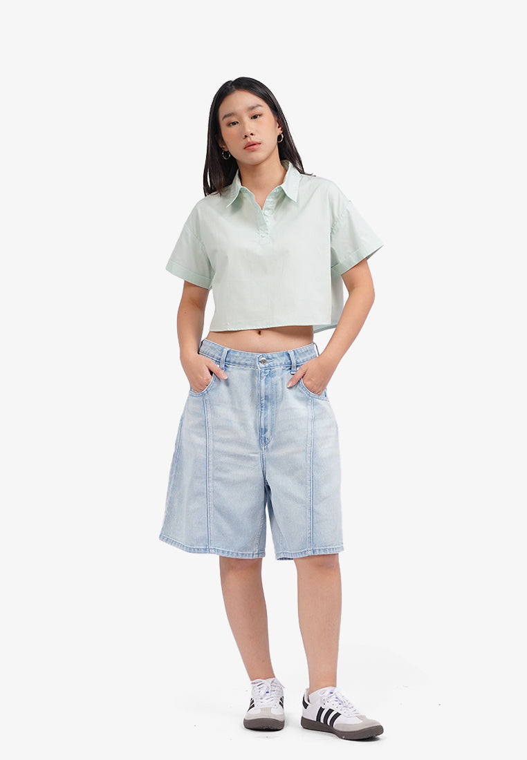 Basic Short Denim Pants L.Blue