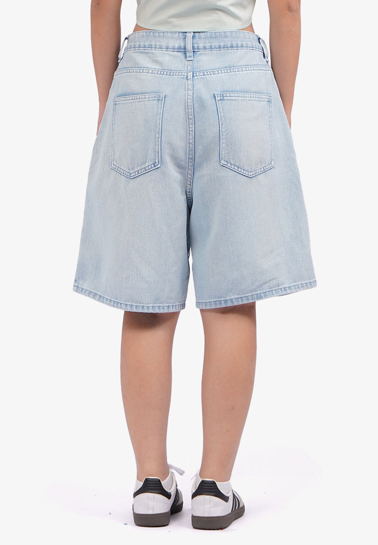 Basic Short Denim Pants L.Blue