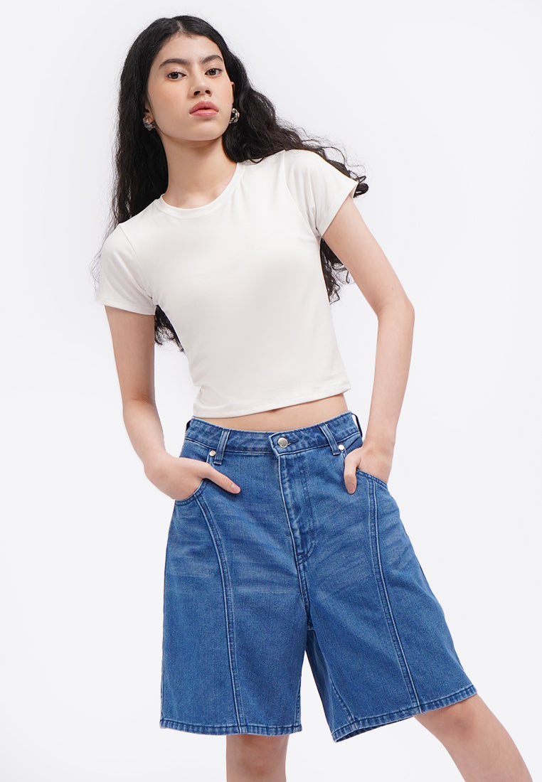 Denim Bermuda Pants