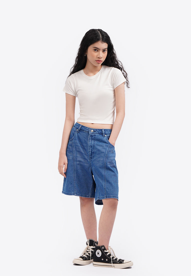 Denim Bermuda Pants