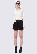 Ripped Hem High Waist Denim Shorts