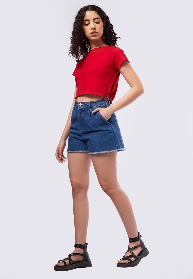 Rolled Up Denim Shorts