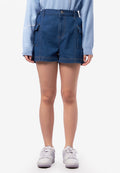 Rubber Waist Denim Shorts Med Blue