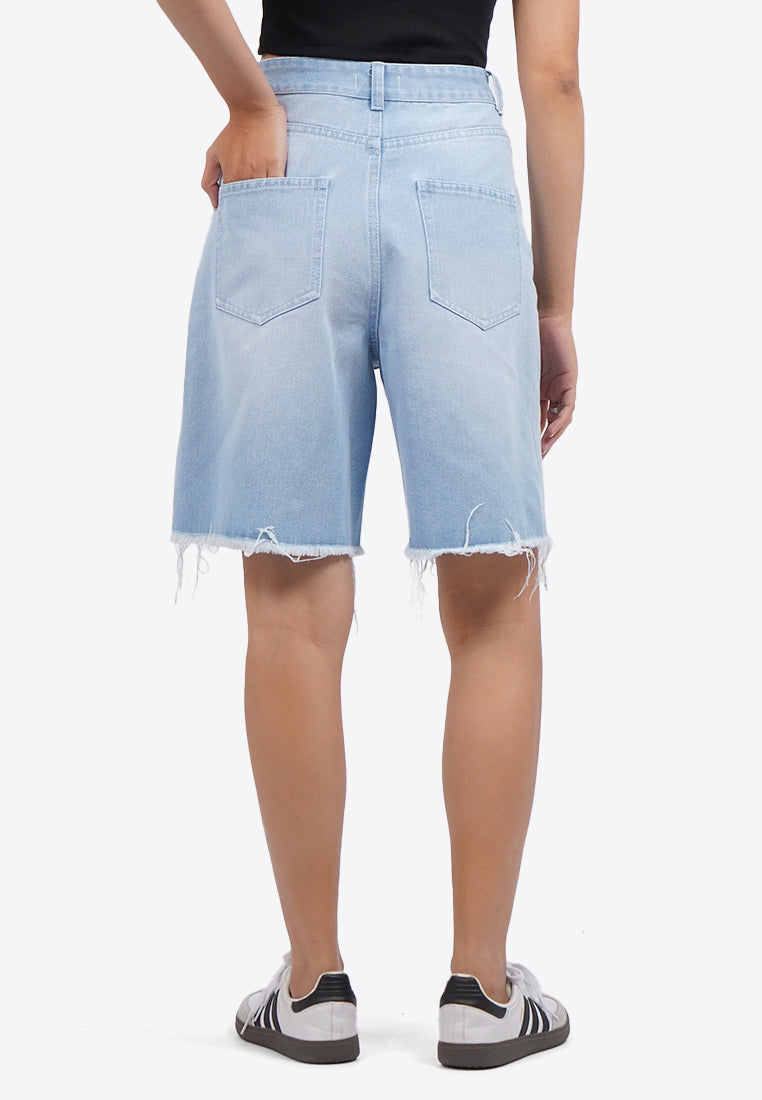 Basic Denim Bermuda Shorts