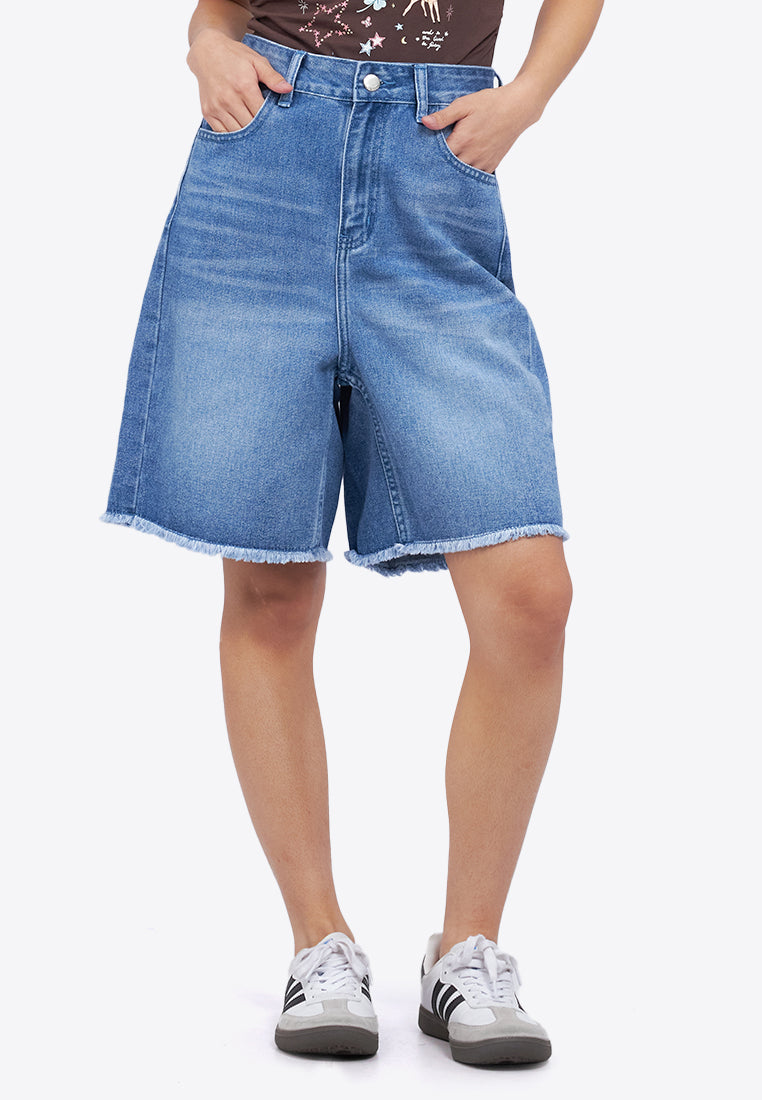 Basic Denim Bermuda Shorts