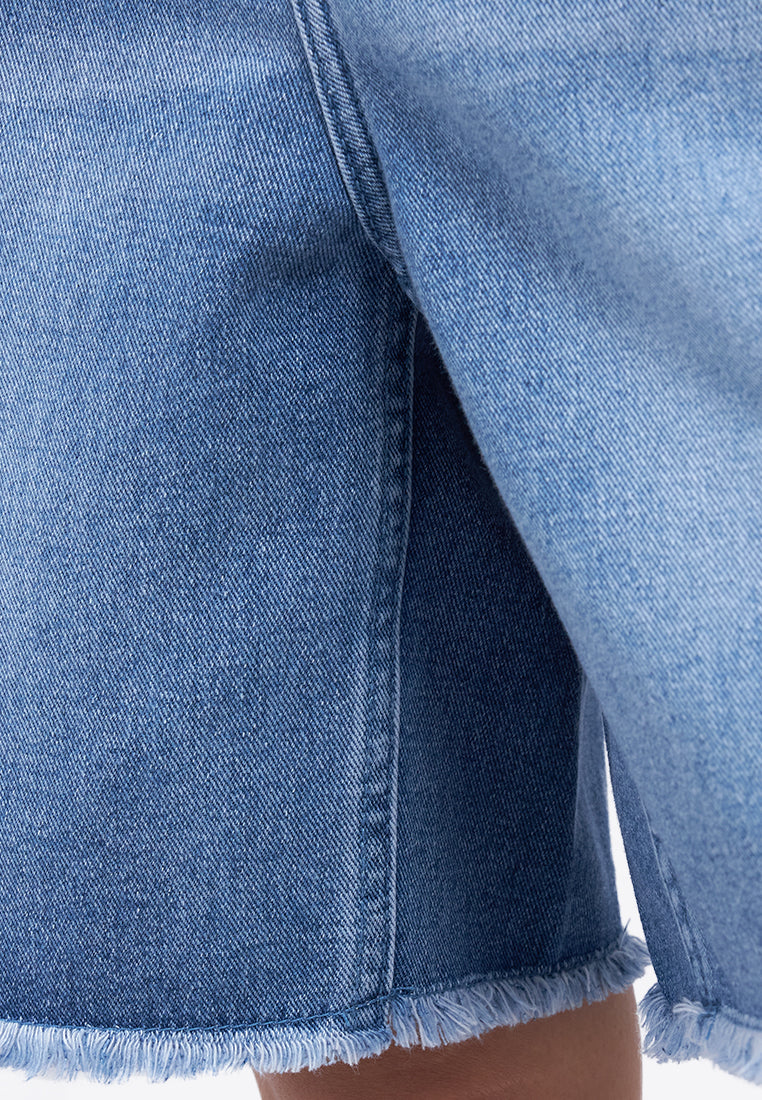 Basic Denim Bermuda Shorts