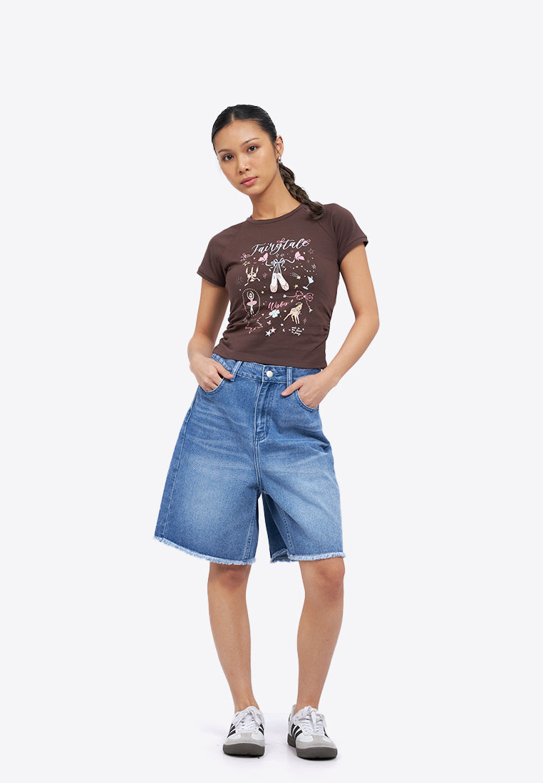 Basic Denim Bermuda Shorts