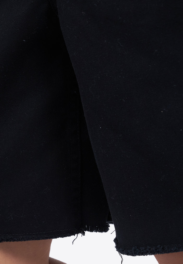 Black Denim Bermuda Pants