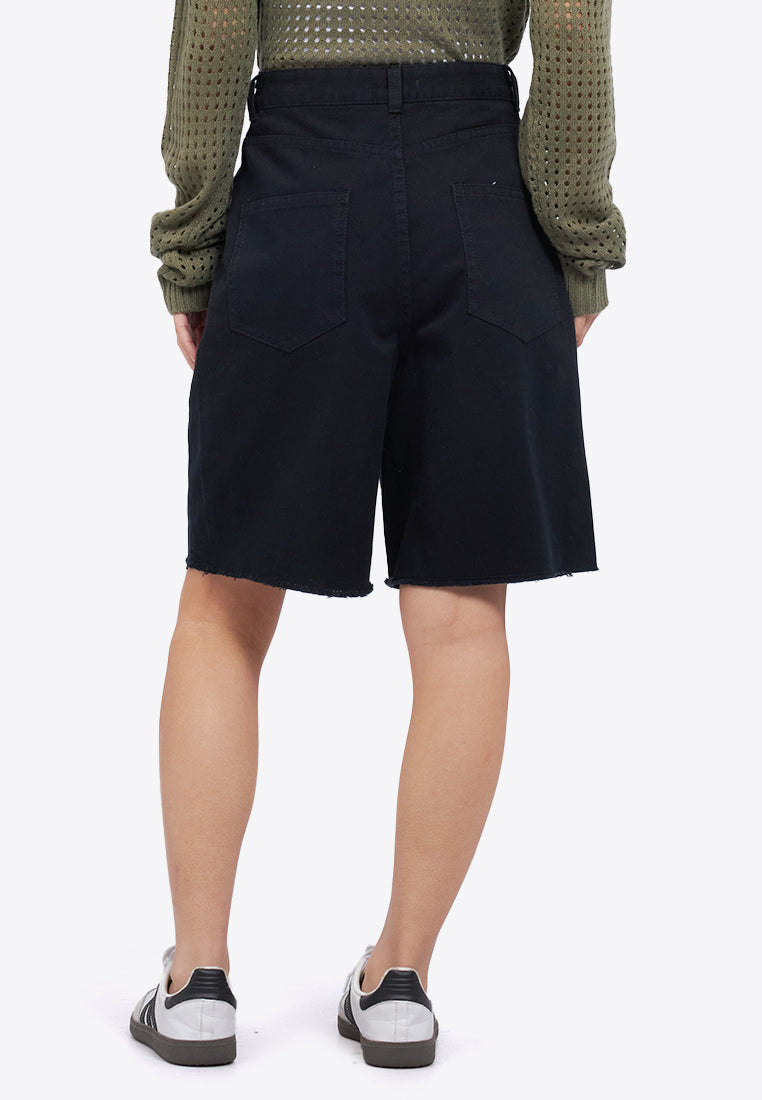 Black Denim Bermuda Pants