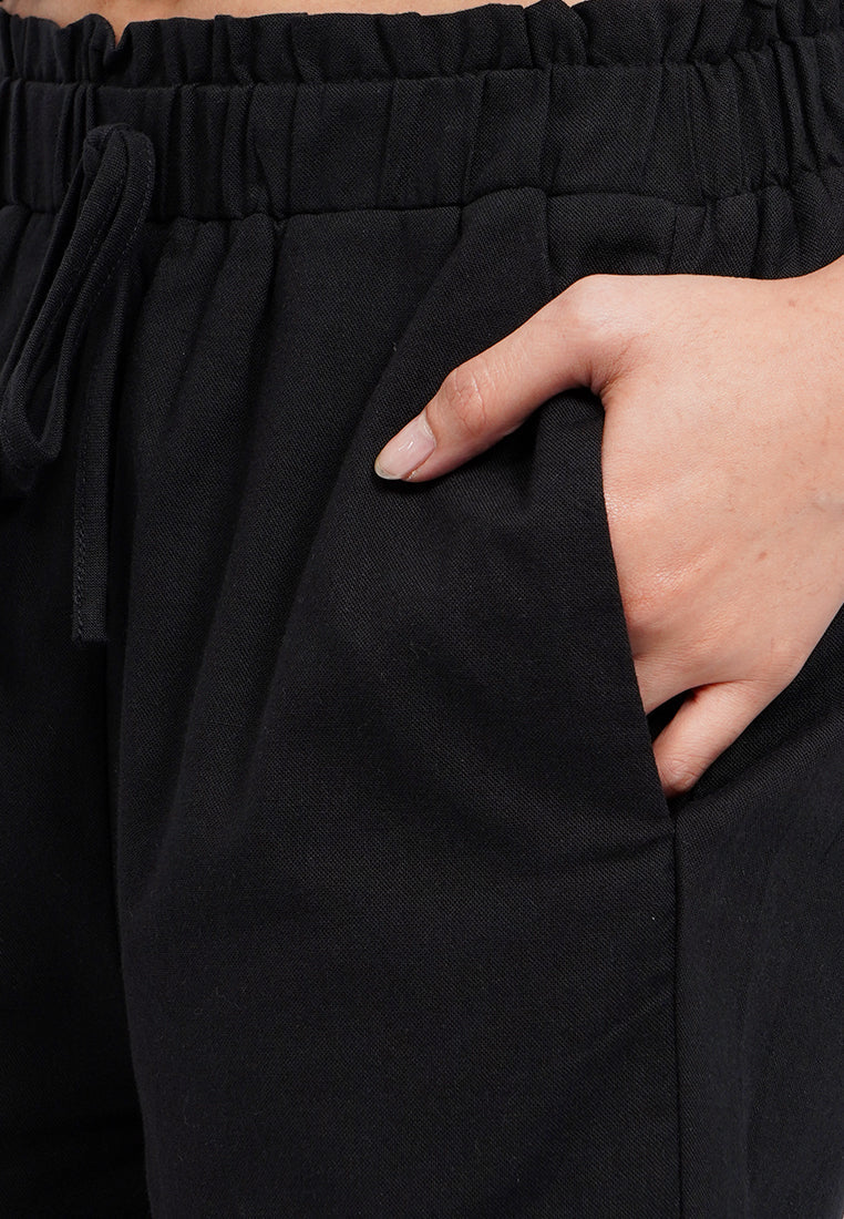 Regular Fit Paperbag Shorts Black