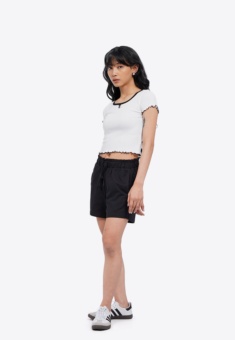 Regular Fit Paperbag Shorts Black