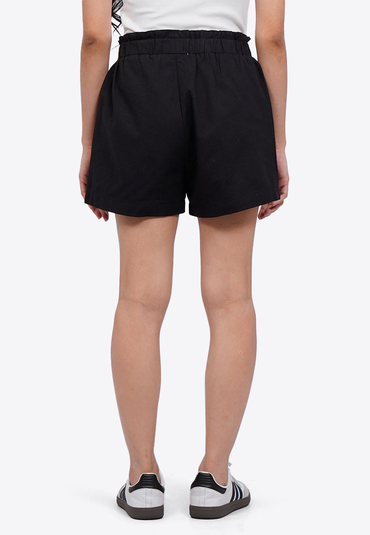 Regular Fit Paperbag Shorts Black