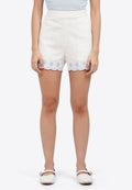 Contrast Embroidered Shorts Off White