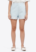 Contrast Embroidered Shorts L.Blue