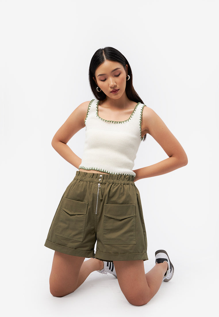 High Waist Shorts with Pocket