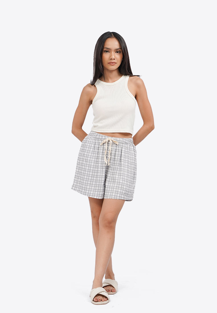 Printed Pajama Shorts Grey
