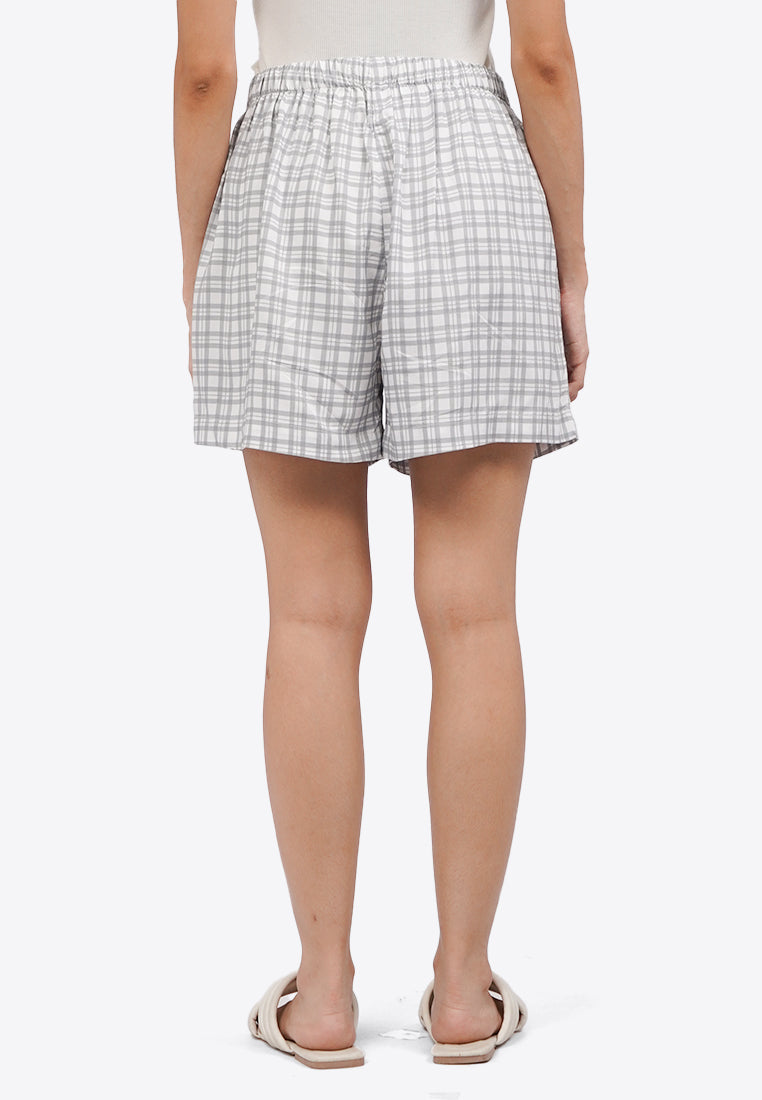 Printed Pajama Shorts Grey