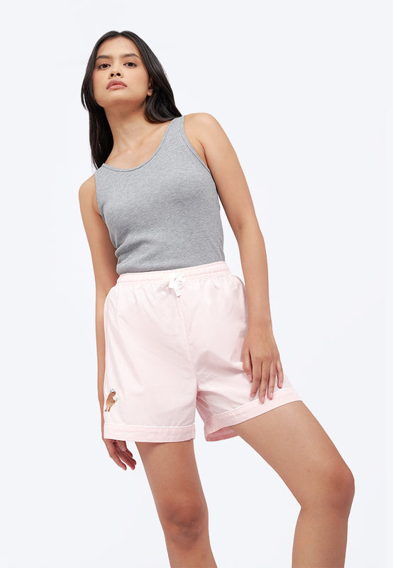 Embroidered Pajama Shorts