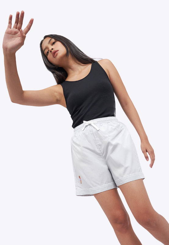 Embroidered Pajama Shorts