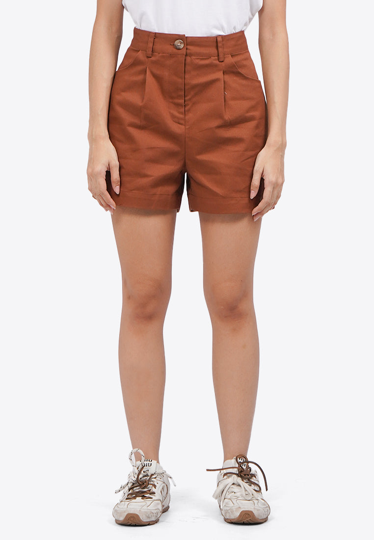 Regular Fit Short Pants Dark Brown