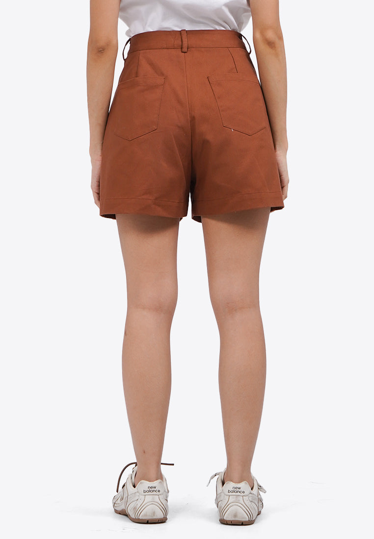 Regular Fit Short Pants Dark Brown